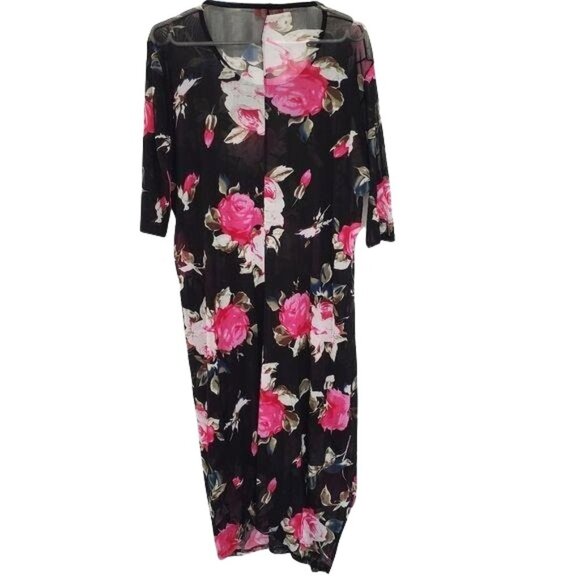 Hagara Sheer Floral Short Sleeve Cover Up - Picture 2 of 9